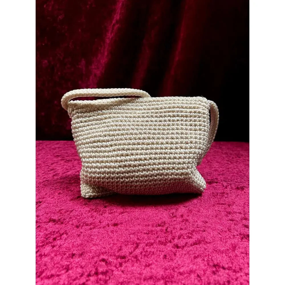 Vintage The Sak Crochet Crossbody Bag - Sandy White Mini Flap Purse